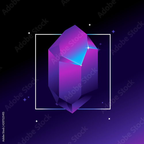 Vector design template and illustration in trendy bright gradient colors with abstract crystal shape