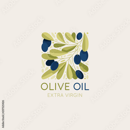 Vector logo design template and badge design for packaging for olive oil products