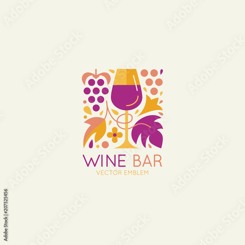 Vector logo design element and icon for wine packaging
