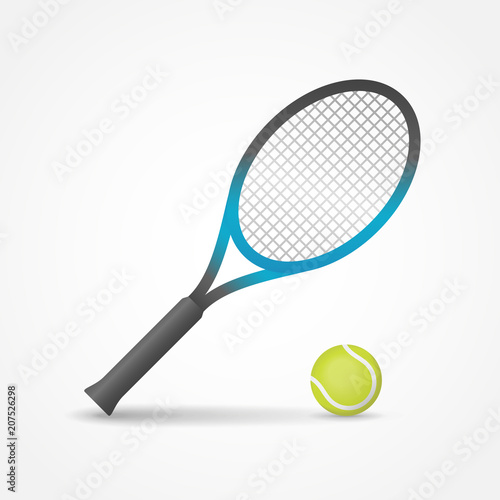 Tennis racket and ball isolated on white background. Vector illustration. © Octopus182