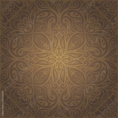 Brown vintage floral background wallpaper mandala vector design