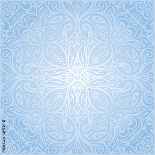 Blue floral vector mandala decorative background wallpaper design