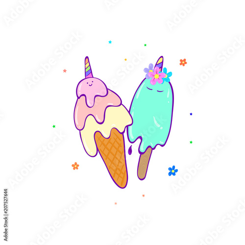 Cartoon cute ice cream photo