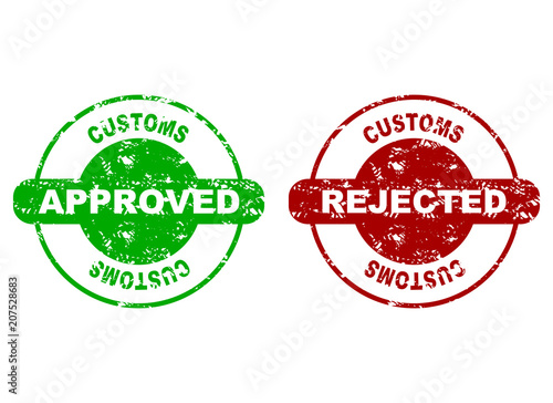 Customs approved and rejected rubber stamp seal
