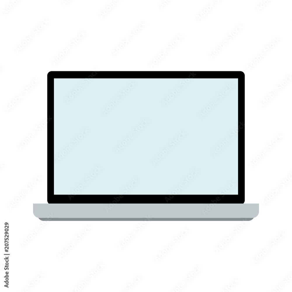 Laptop front view isolated