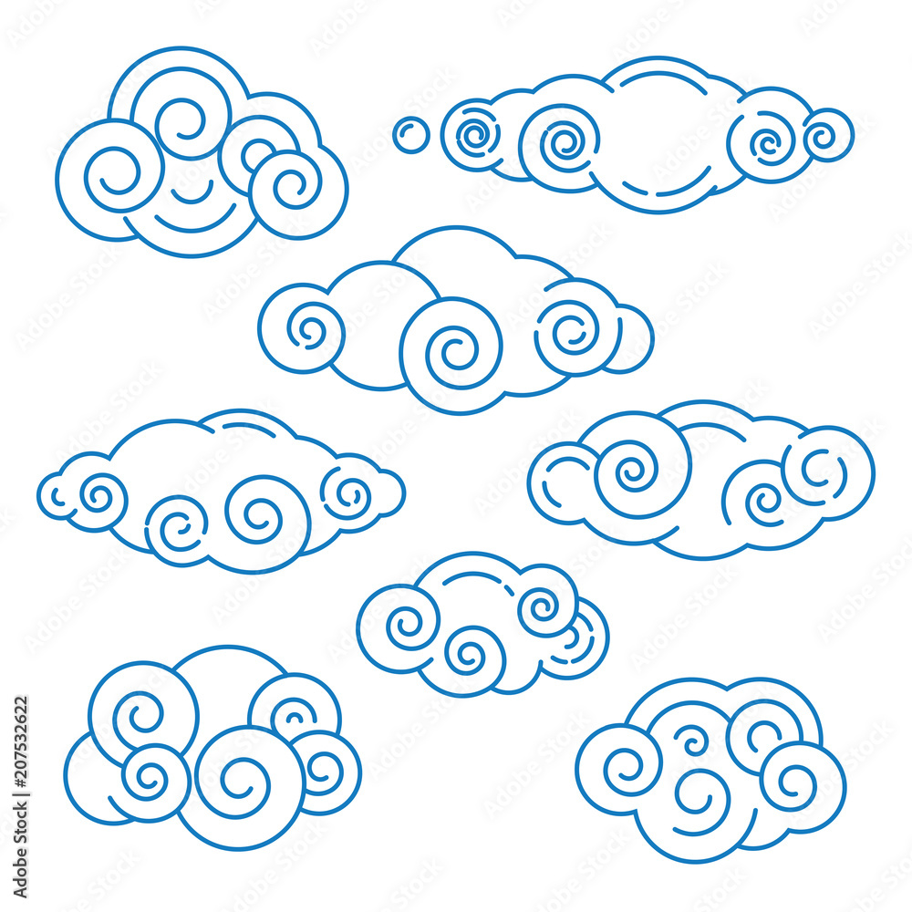 Abstract clouds in line art style Abstract clouds in line art style