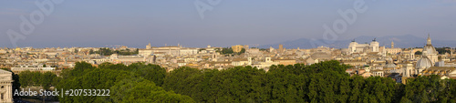 Rome, Italy - Panoramic view of Rome city center along the Tiber river