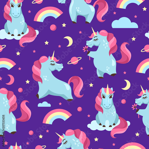 seamless cartoon ornament with unicorns