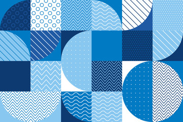 Wandcirkels Zee patronen Geometrisch zomers zeepatroon in blauw  © galyna_p