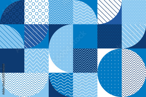 Summer sea blue geometry seamless pattern