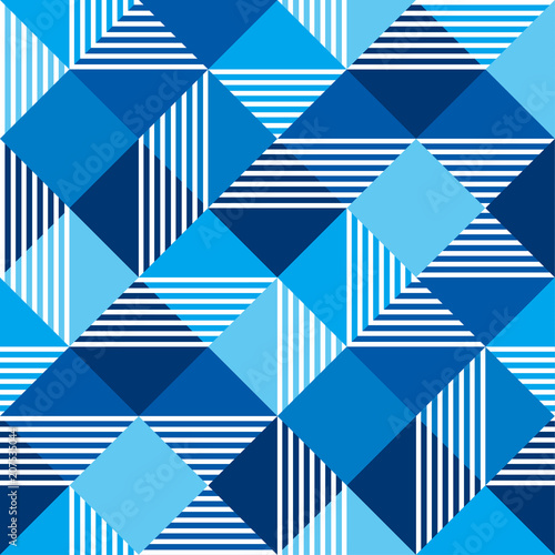 Summer sea blue geometry seamless pattern