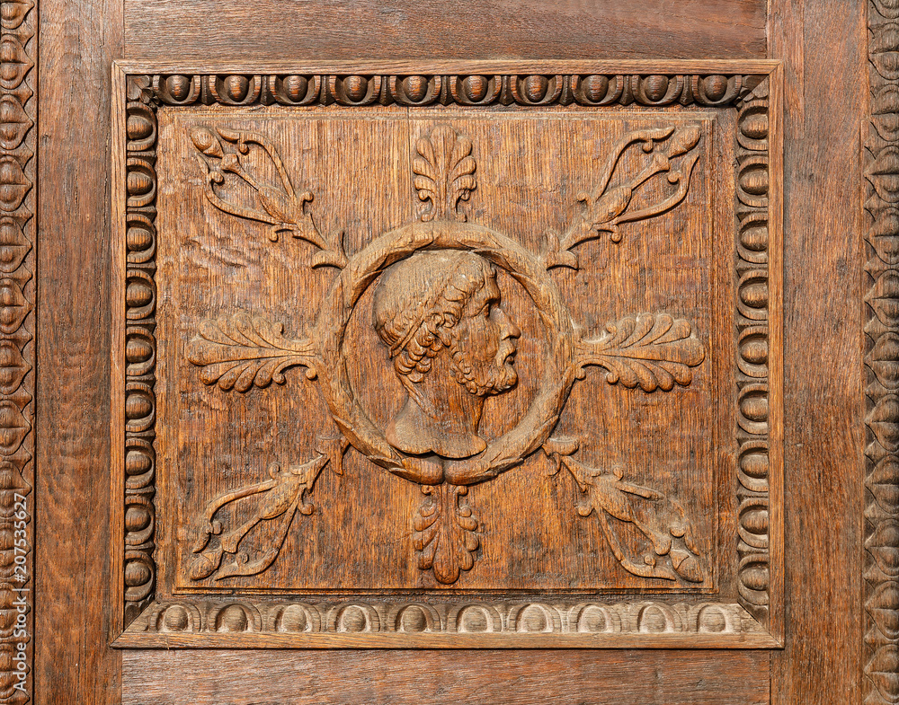 Detail of a fine wood carving