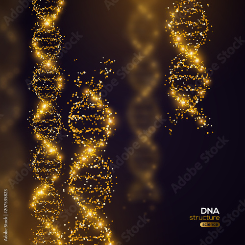 Gold DNA on Black Background