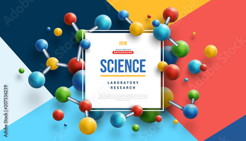 Science banner with color molecules