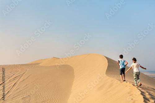 Kids having fun at desert