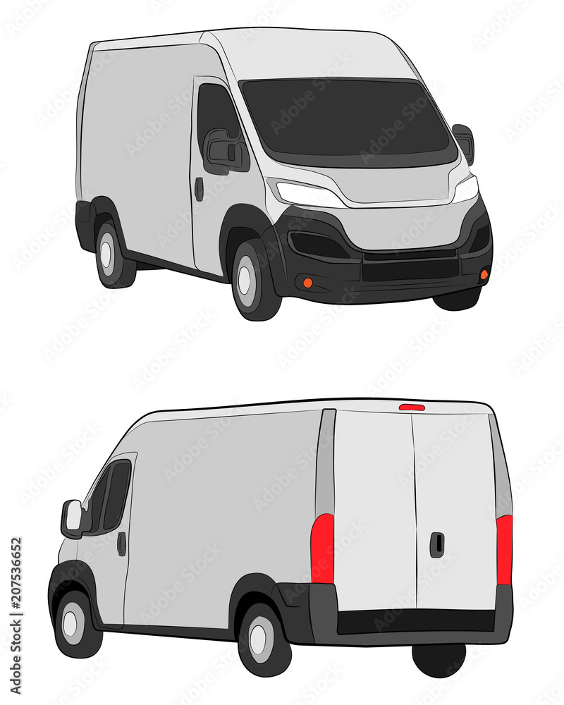 cargo van truck. Minivan car vector drawing illustration eps.10 cargo van truck. Minivan car vector drawing illustration eps.10