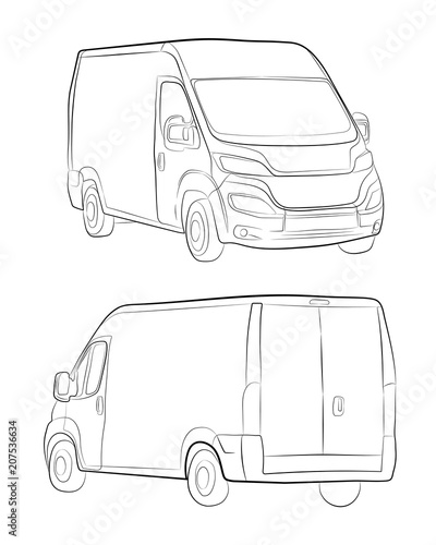 cargo van truck. Minivan car vector drawing illustration eps.10