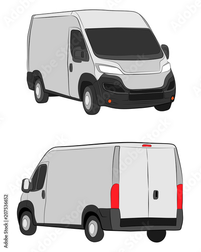 cargo van truck. Minivan car vector drawing illustration eps.10