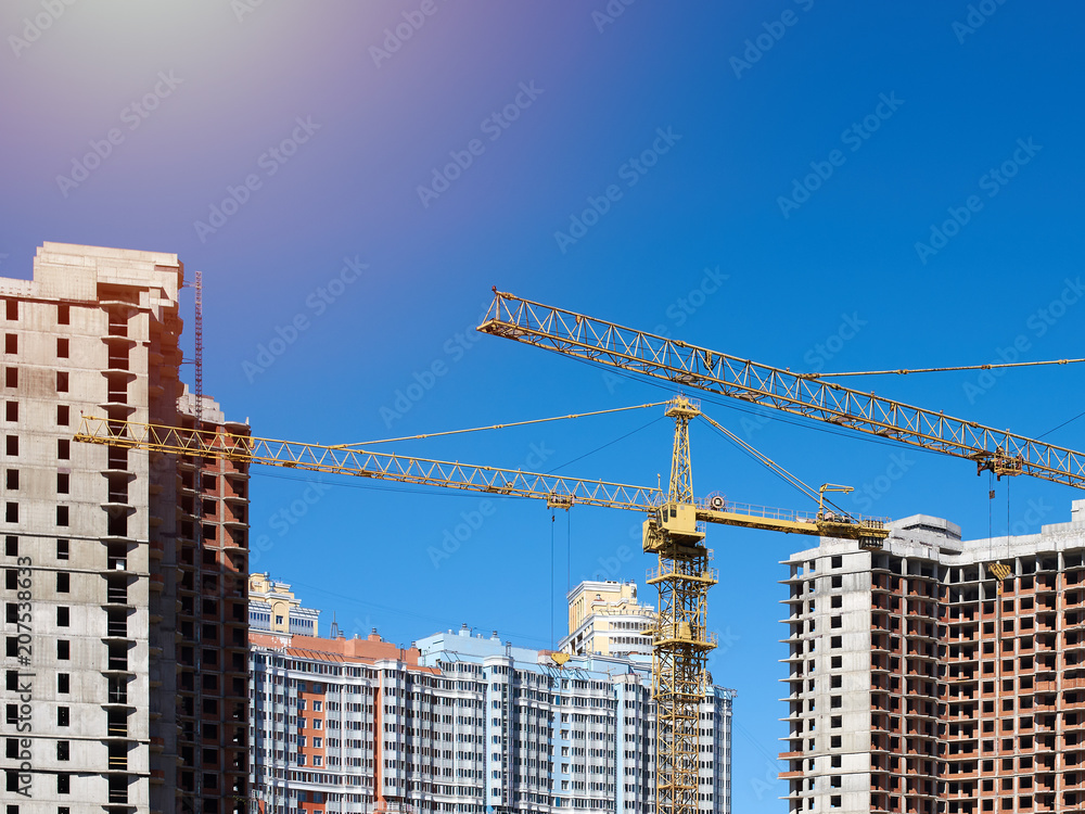 Concrete incomplete building under construction. Construction site. Concrete incomplete building under construction. Construction site.