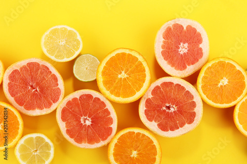 Citrus fruits with orange  lemon  grapefruit and lime