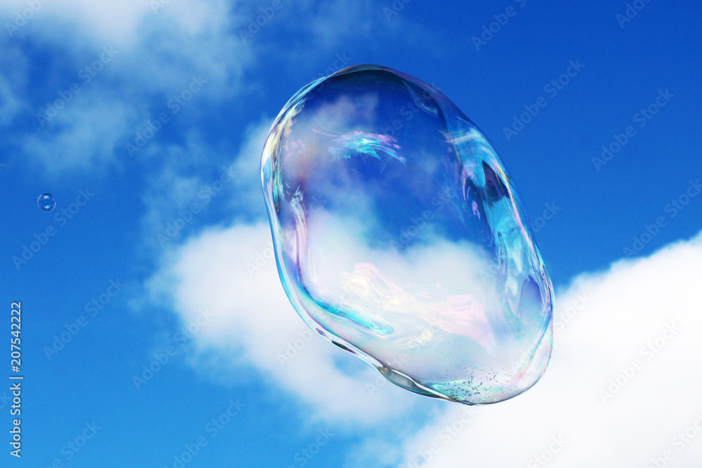 Soap bubbles, sky background Soap bubbles, sky background