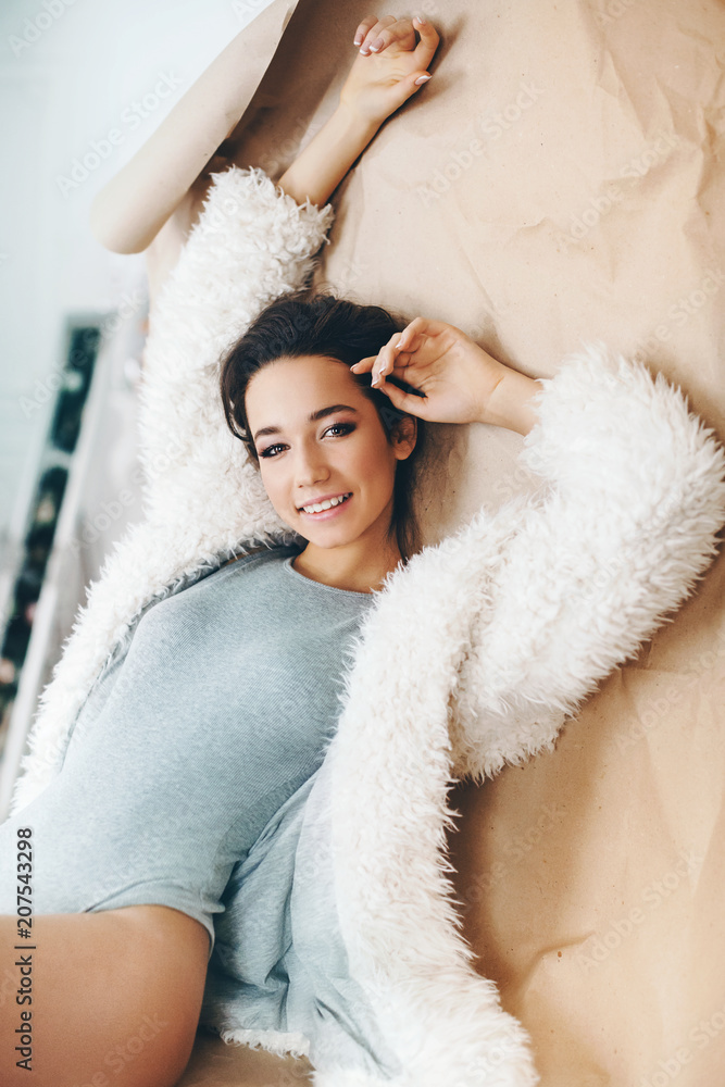 Portrait of beautiful young brunette woman with makeup Portrait of beautiful young brunette woman with makeup