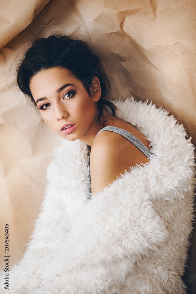 Portrait of beautiful young brunette woman with makeup Portrait of beautiful young brunette woman with makeup