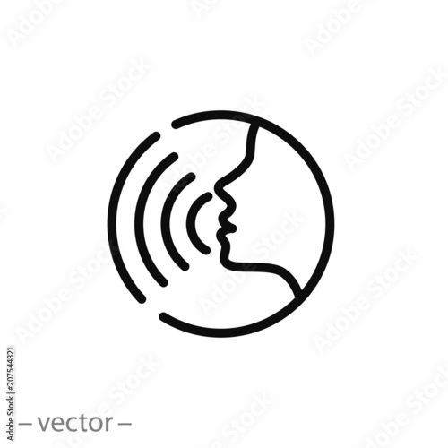 Voice command with sound waves icon vector photo