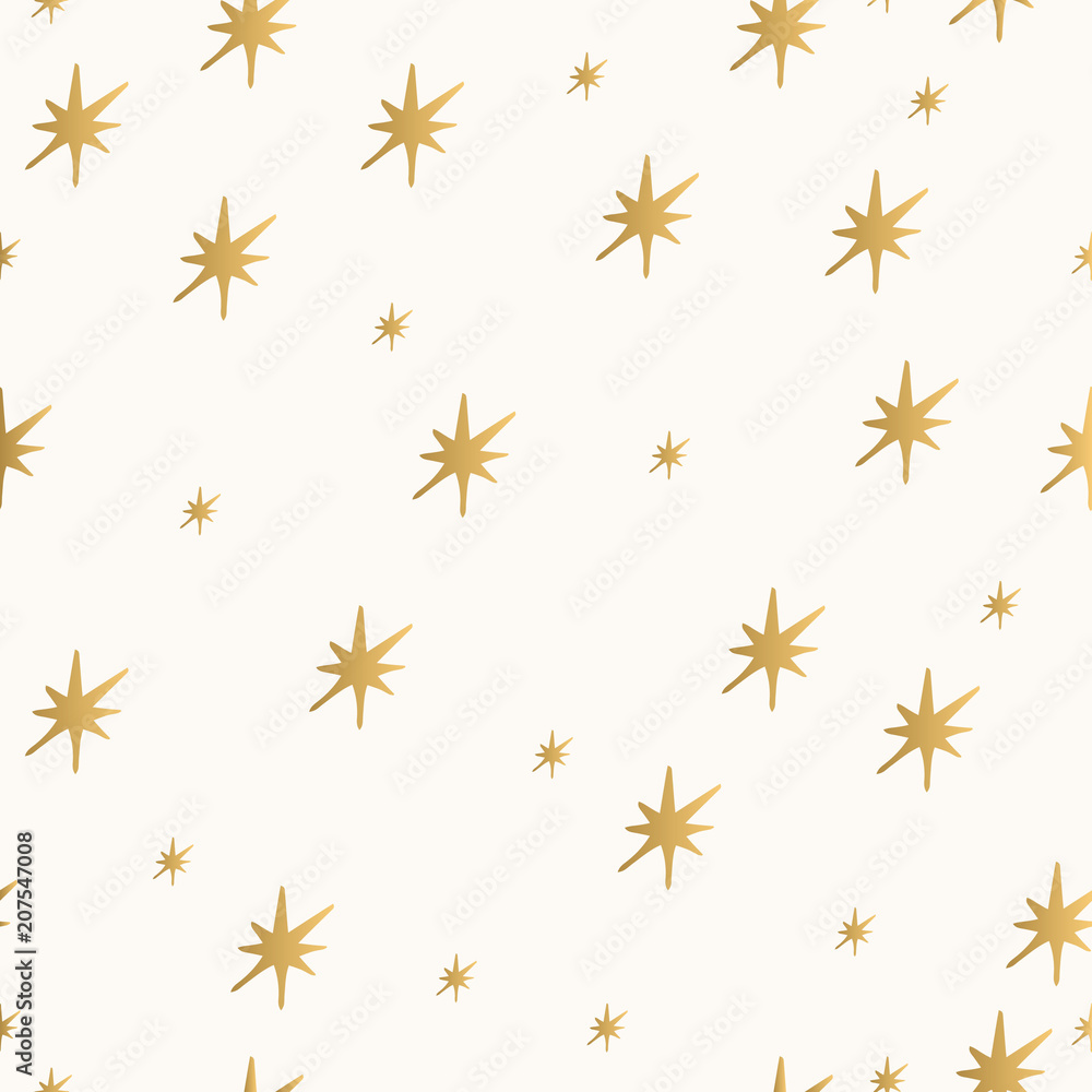 Funny vector stars. Golden hand drawn pattern. Funny vector stars. Golden hand drawn pattern.