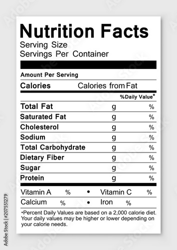 Nutrition facts. Vector illustration