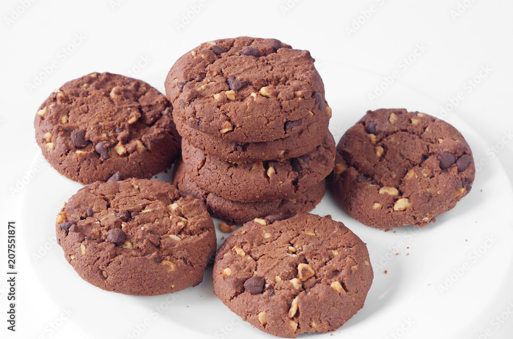 Cookie with chocolate and nuts