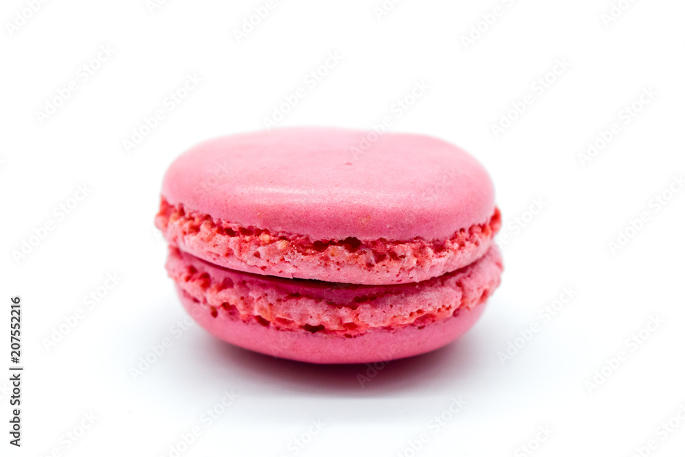 Pink macarons close up isolated on white background Pink macarons close up isolated on white background