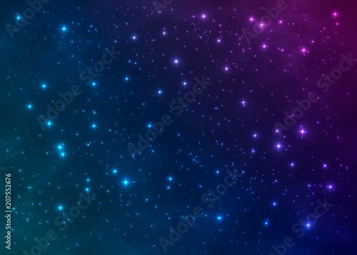 Fantasy colorful star cluster. Interstellar cloud. Outer space background. Vector cosmic illustration..