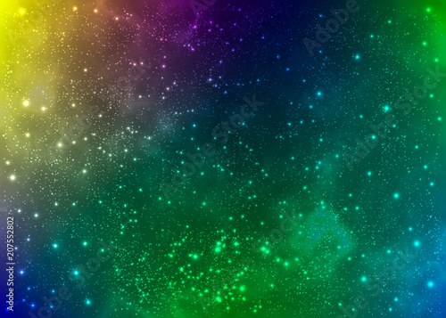 Bright and colorful nebulae. Interstellar clouds wallpaper. Outer space background.Vector cosmic illustration.