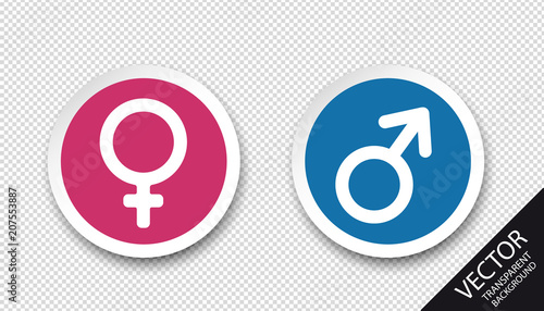 Male And Female Sex Buttons - Vector Illustration - Isolated On Transparent Background