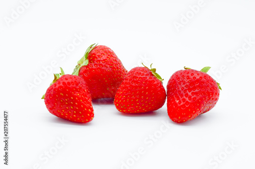 Strawberries isolated on white background, whole strawberries
