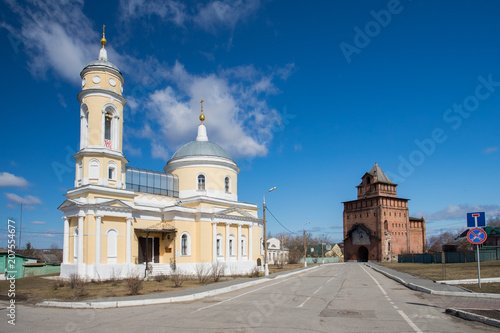 Kolomna, Russia. Church Of Exaltation Of Cross (Krestovozdvizhenskaya) With Pyatnitsky Gate (Pyatnitskaya Tower) In Kolomna Kremlin.