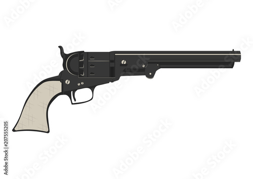 Vintage cartoon revolver. Flat vector.