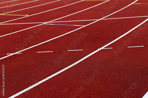 White lines on an athletic outdoor track