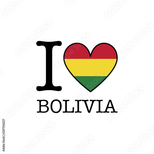 I love Bolivia. Heart shape national country flag icon