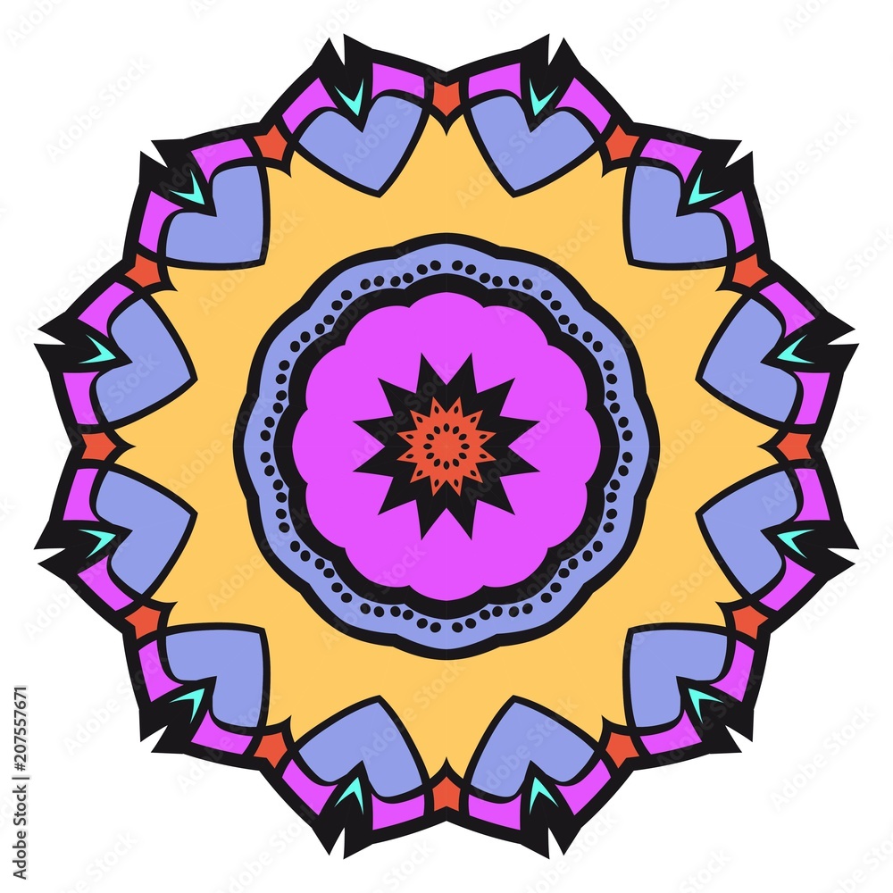 Floral Geometric Pattern with hand-drawing Mandala. Vector illustration. For fabric, textile, bandana, scarg, print. Floral Geometric Pattern with hand-drawing Mandala. Vector illustration. For fabric, textile, bandana, scarg, print.