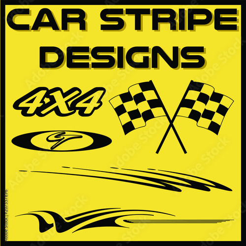 Tribal and cool Car stripe design set. Adhesive vinyl sticker designs photo