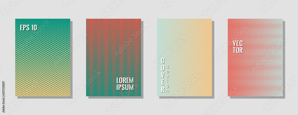 Trendy zig zag banner templates, wavy lines gradient stripes backgrounds for educational cover. Trendy zig zag banner templates, wavy lines gradient stripes backgrounds for educational cover.