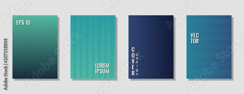 Technological zig zag banner templates, wavy lines gradient stripes backgrounds for scientific cover.