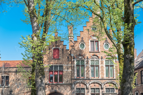 Bruges in Belgium, typical facade in the center 
