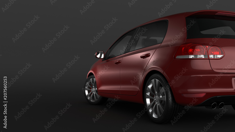 Obraz premium Compact car on black background