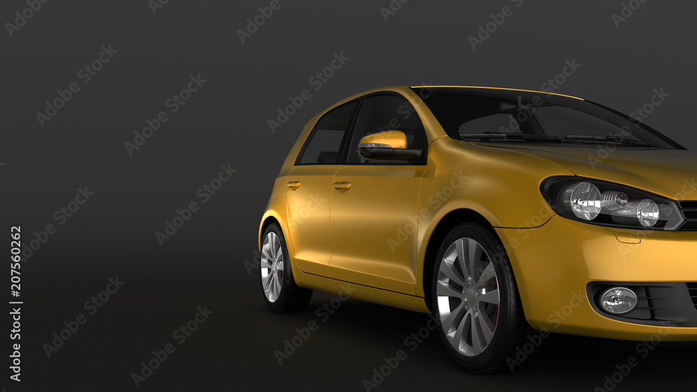 Compact car on black background Compact car on black background