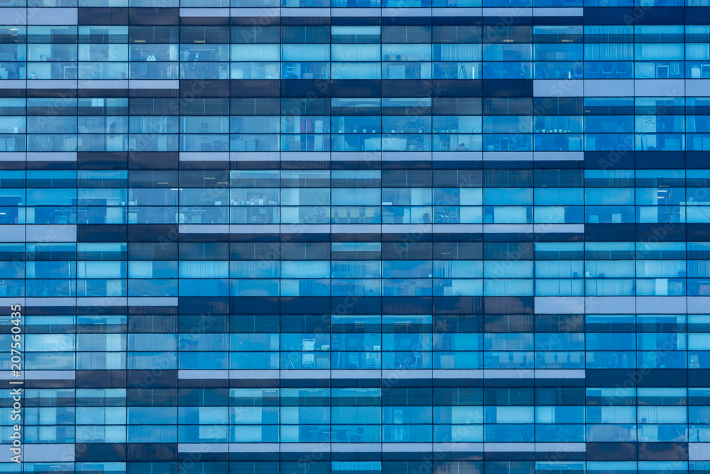 blue background office building