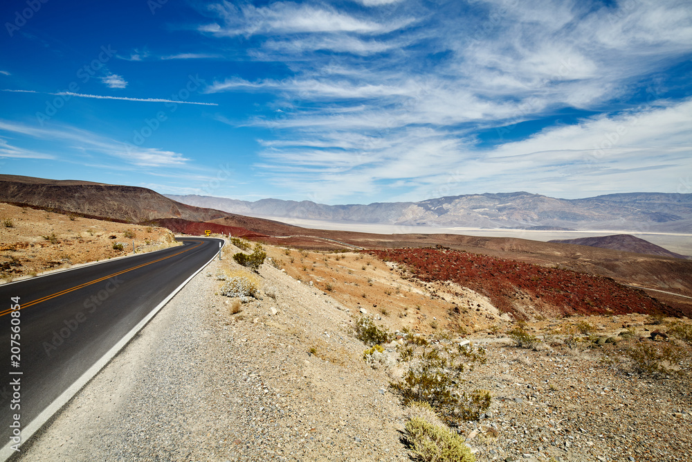 Picture of a desert road, travel concept.