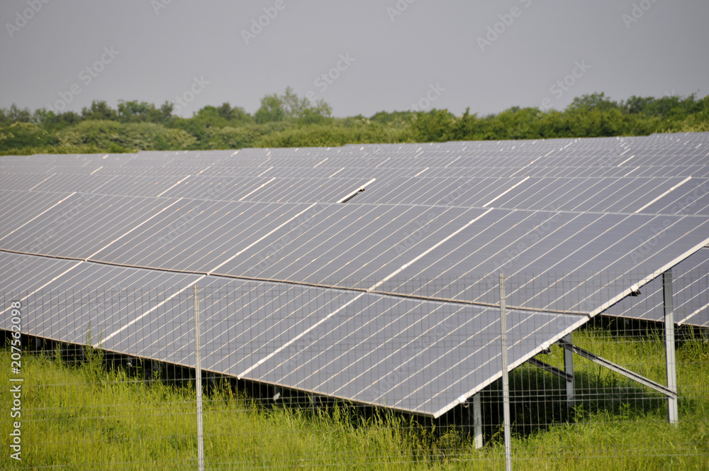 Solar panels in the power plant for renewable energy Solar panels in the power plant for renewable energy